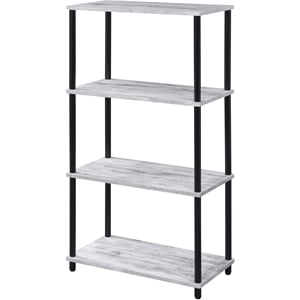 ACME Nypho 4 Wooden Shelves Rectangular Bookshelf in Antique White and Black