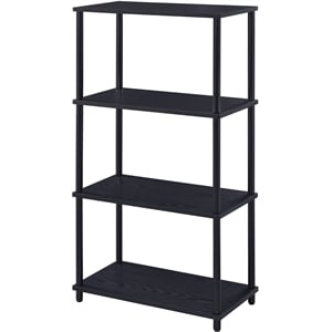 ACME Nypho 4 Wooden Shelves Rectangular Bookshelf with Metal Frame in Black
