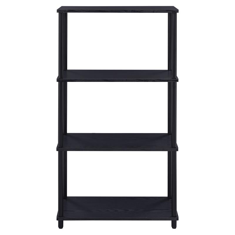 ACME Nypho 4 Wooden Shelves Rectangular Bookshelf with Metal Frame in Black