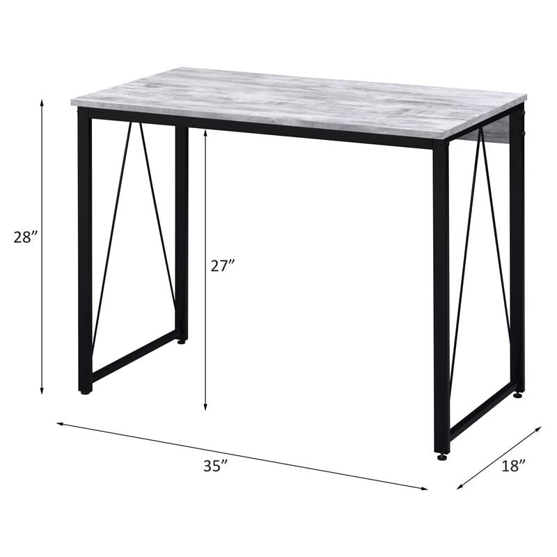 ACME Zaidin Wooden Rectangle Top Writing Desk in Antique White and Black