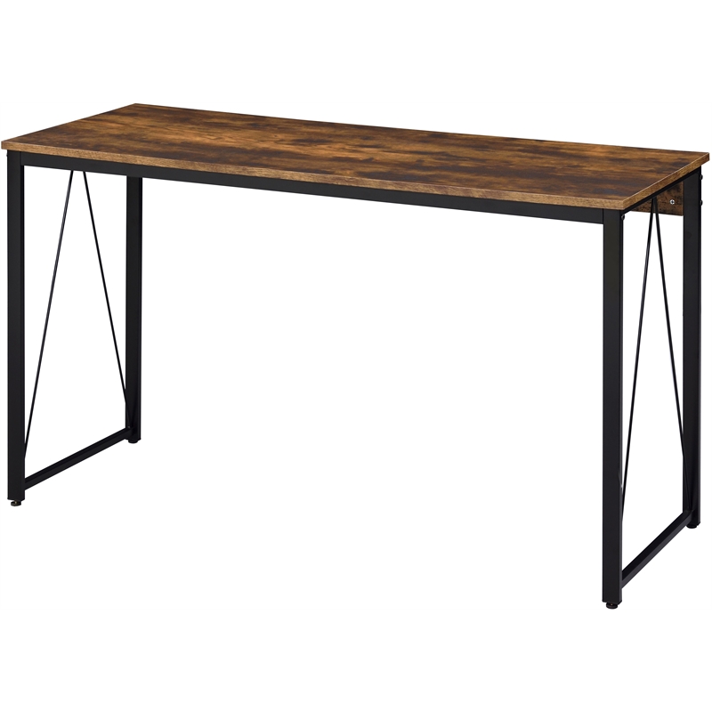ACME Zaidin Wooden Rectangle Top Writing Desk in Weathered Oak and Black