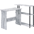 ACME Ievi Wooden Top Writing Desk with Bookcase in Antique White and Black