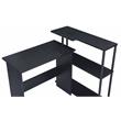 ACME Ievi Wooden Top Writing Desk with Built-in Right Side Bookcase in Black