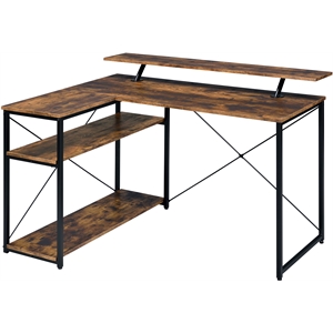 ACME Furniture Drebo 3-Shelf Wood & Metal Writing Desk in Weathered Oak/Black