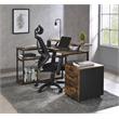 ACME Furniture Drebo 3-Shelf Wood & Metal Writing Desk in Weathered Oak/Black