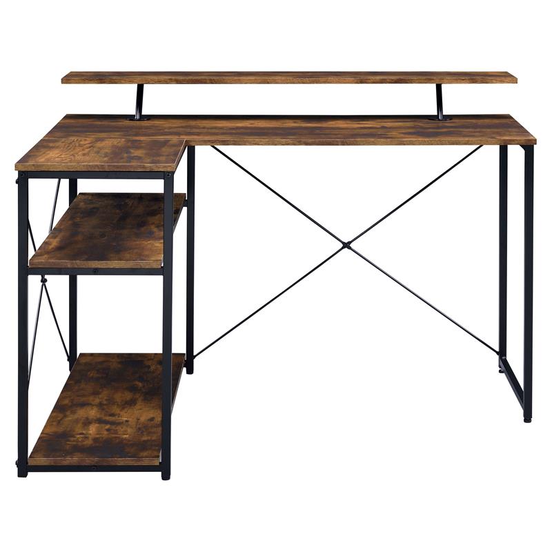 ACME Furniture Drebo 3-Shelf Wood & Metal Writing Desk in Weathered Oak/Black