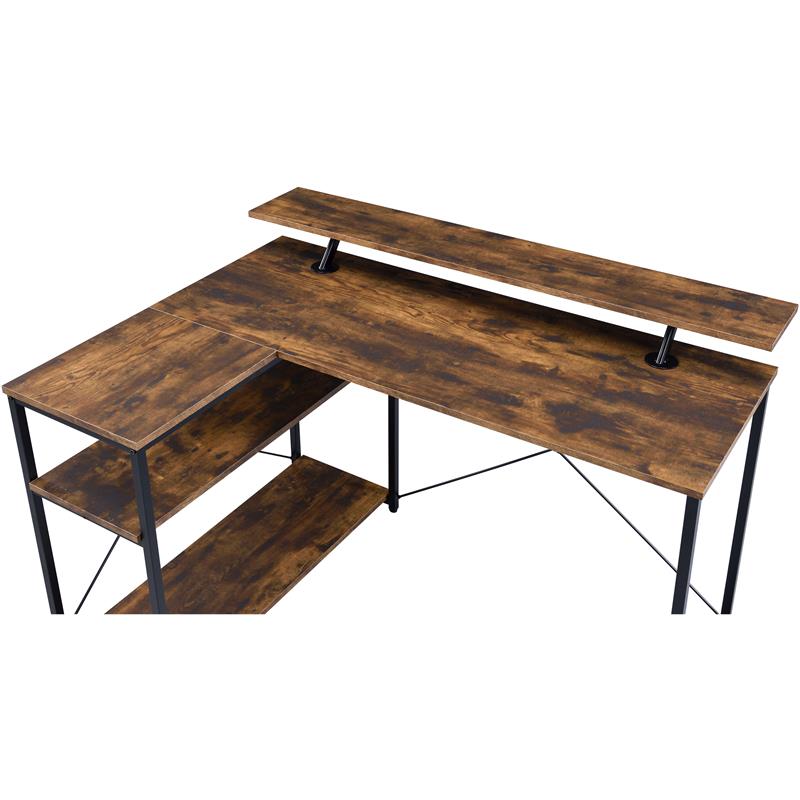 ACME Furniture Drebo 3-Shelf Wood & Metal Writing Desk in Weathered Oak/Black