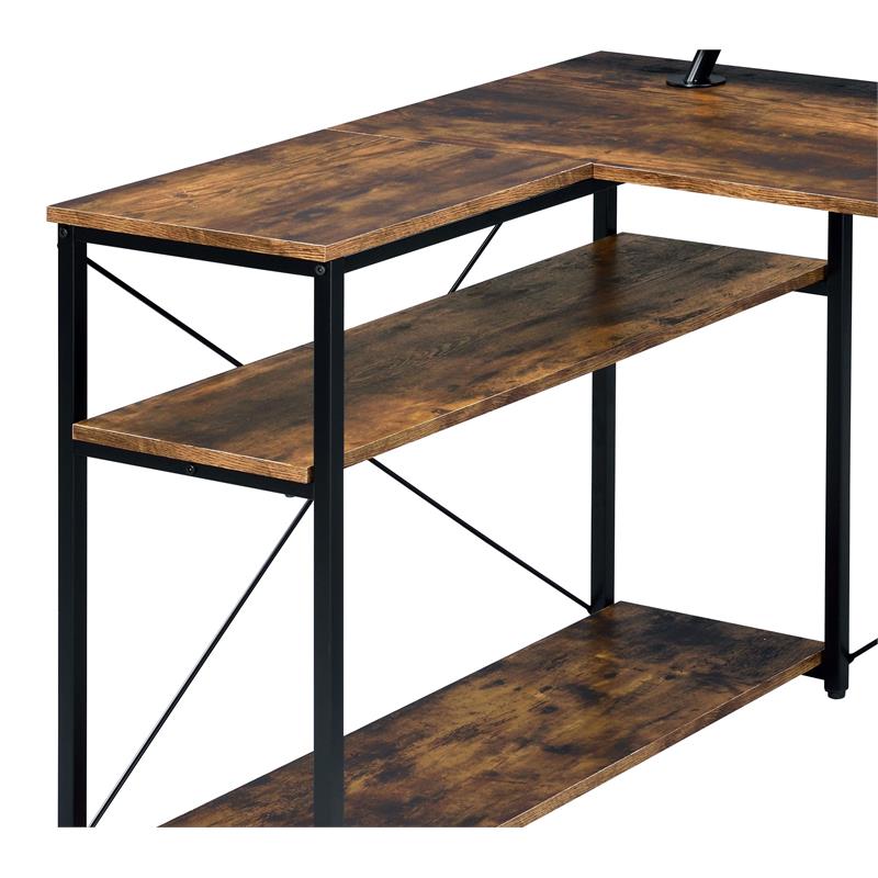ACME Furniture Drebo 3-Shelf Wood & Metal Writing Desk in Weathered Oak/Black