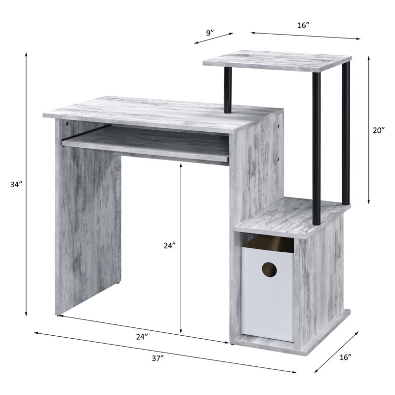 ACME Lyphre Wooden Top Computer Desk in Antique White and Black