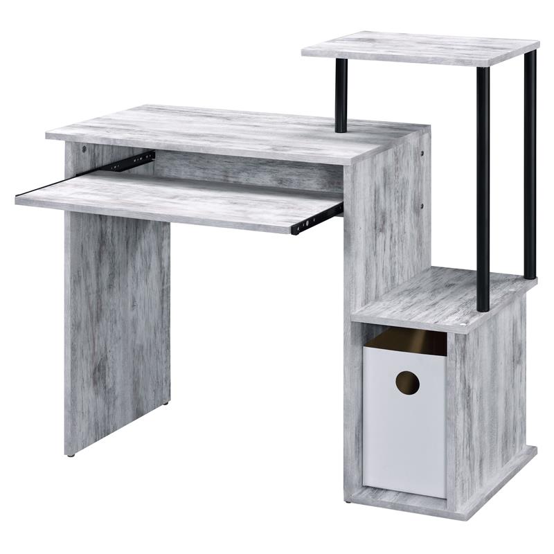 ACME Lyphre Wooden Top Computer Desk in Antique White and Black
