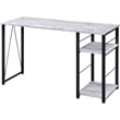 ACME Vadna Wooden Top 2-Shelf Writing Desk in Antique White and Black