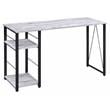 ACME Vadna Wooden Top 2-Shelf Writing Desk in Antique White and Black