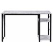 ACME Vadna Wooden Top 2-Shelf Writing Desk in Antique White and Black