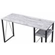 ACME Vadna Wooden Top 2-Shelf Writing Desk in Antique White and Black