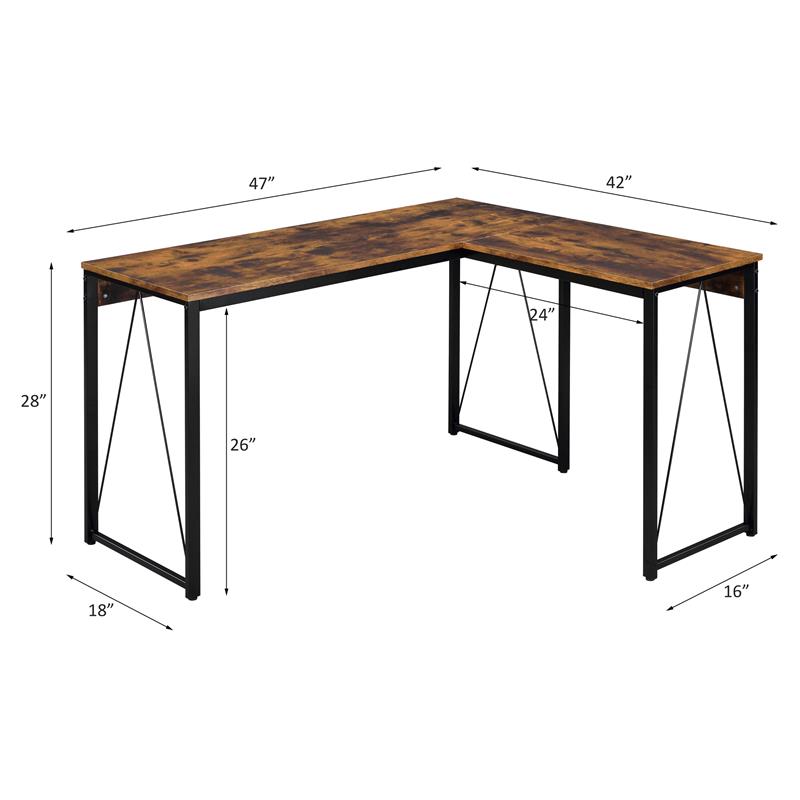 ACME Furniture Zetri Wood & Metal Writing Desk in Weathered Oak and Black