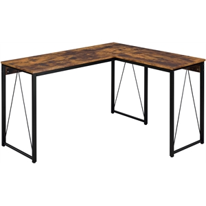 ACME Furniture Zetri Wood & Metal Writing Desk in Weathered Oak and Black