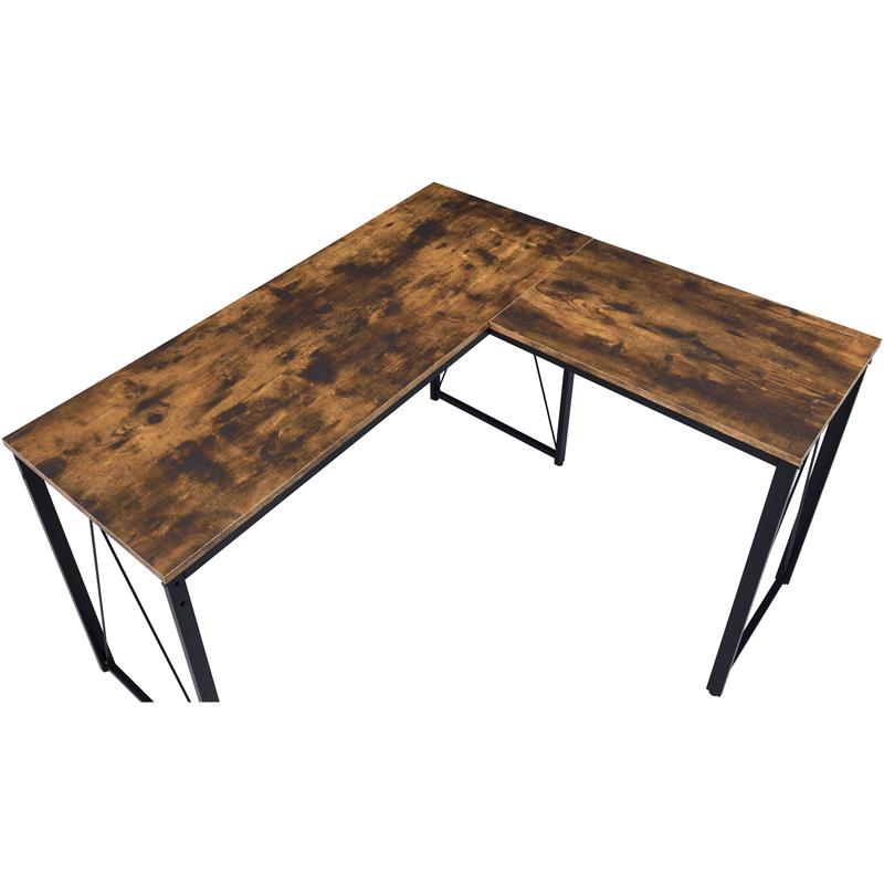 ACME Furniture Zetri Wood & Metal Writing Desk in Weathered Oak and Black