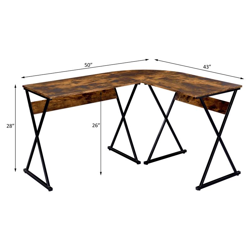 ACME Zafiri Wooden Top Writing Desk in Weathered Oak and Black