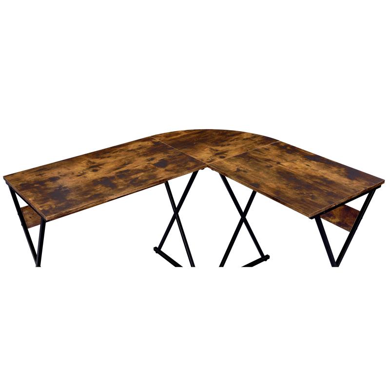ACME Zafiri Wooden Top Writing Desk in Weathered Oak and Black