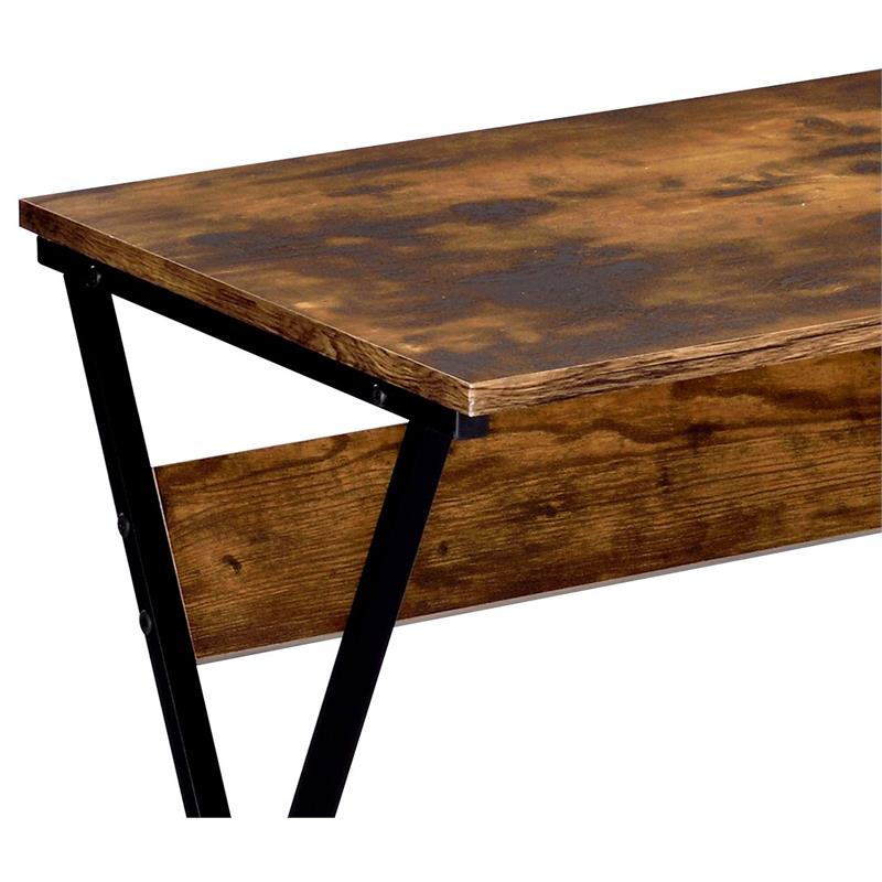 ACME Zafiri Wooden Top Writing Desk in Weathered Oak and Black
