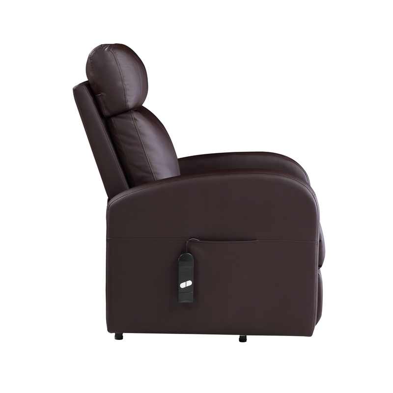ACME Ricardo Faux Leather Upholstered Recliner with Power Lift in Brown
