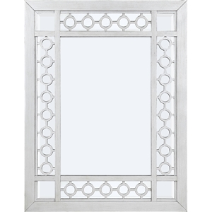 ACME Varian Rectangular Wooden Frame Mirror in Mirrored and Antique Platinum
