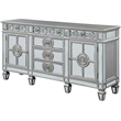 ACME Varian 6-Drawer Wooden Server with 2 Doors in Mirrored and Antique Platinum