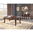 ACME Miyeon Rectangular Marble Top End Table in Marble and Cherry