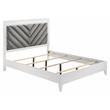ACME Chelsie Wooden Queen Bed with Velvet Headboard in Gray and White