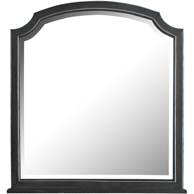 ACME House Beatrice Wooden Arched Frame Mirror with Beveled Edge in Charcoal