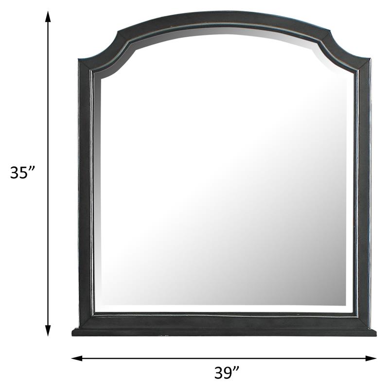 ACME House Beatrice Wooden Arched Frame Mirror with Beveled Edge in Charcoal