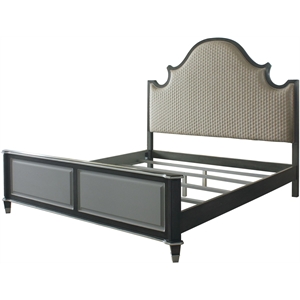 ACME House Beatrice Fabric Queen Bed in Beige Charcoal and Light Gray