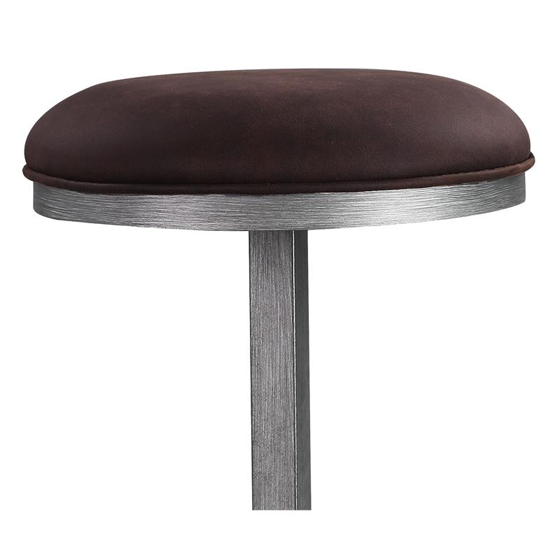 ACME Evangeline Fabric  Round Counter Height Stool in Rustic Brown and Black