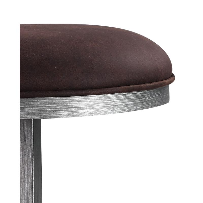 ACME Evangeline Fabric  Round Counter Height Stool in Rustic Brown and Black