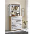 ACME Hewett Wooden Shoe Cabinet with 10 Metal Hooks in Light Oak and White