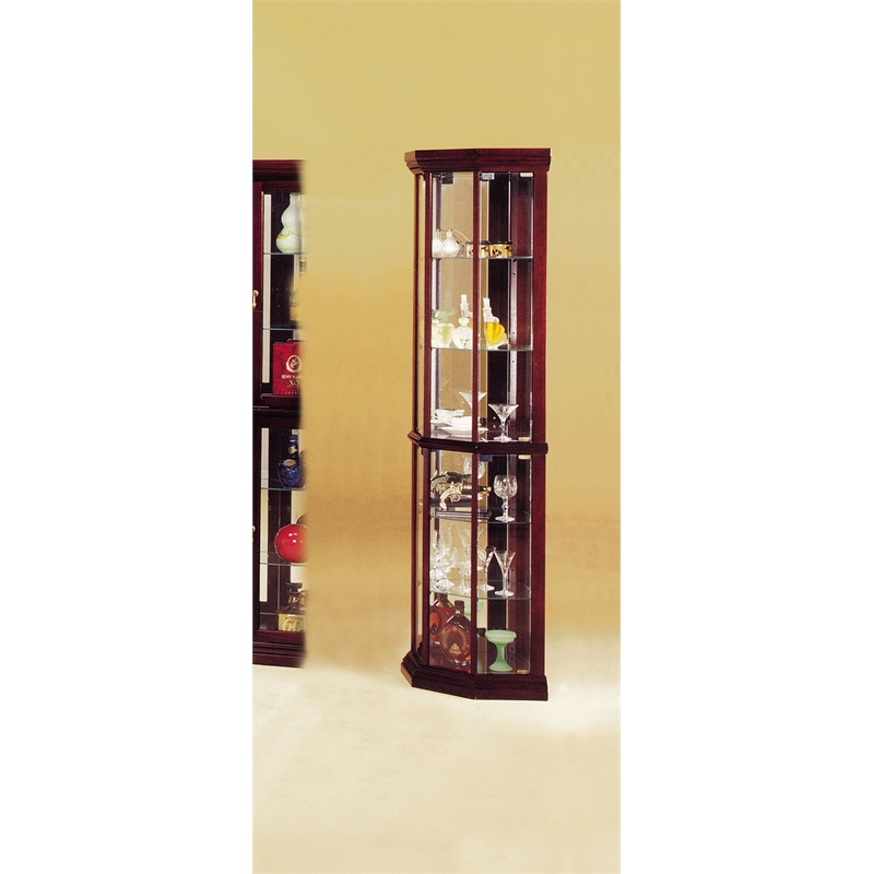 ACME Huxley Corner Curio Cabinet in Cherry