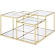 ACME Uchenna Glass Top Coffee Table with Metal Frame in Clear Glass and Gold