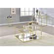 ACME Uchenna Glass Top Coffee Table with Metal Frame in Clear Glass and Gold