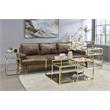 ACME Uchenna Glass Top Coffee Table with Metal Frame in Clear Glass and Gold