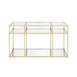 ACME Uchenna Glass Sofa Table with Metal Frame in Clear and Gold