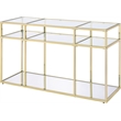 ACME Uchenna Glass Sofa Table with Metal Frame in Clear and Gold