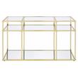 ACME Uchenna Glass Sofa Table with Metal Frame in Clear and Gold