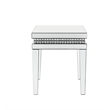 ACME Lotus Square Mirrored Top End Table in Mirrored and Faux Crystal
