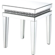 ACME Lotus Square Mirrored Top End Table in Mirrored and Faux Crystal