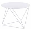 ACME Epidia Metal Accent Table with Round Top and Geometric Base in White