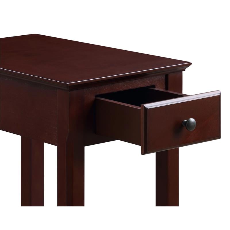 ACME Bertie Wooden Accent Table with Storage Drawer and 1 Tier Shelf in Espresso