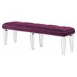 ACME Varian Armless Tufted Velvet Bench in Burgundy and Mirrored