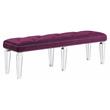 ACME Varian Armless Tufted Velvet Bench in Burgundy and Mirrored
