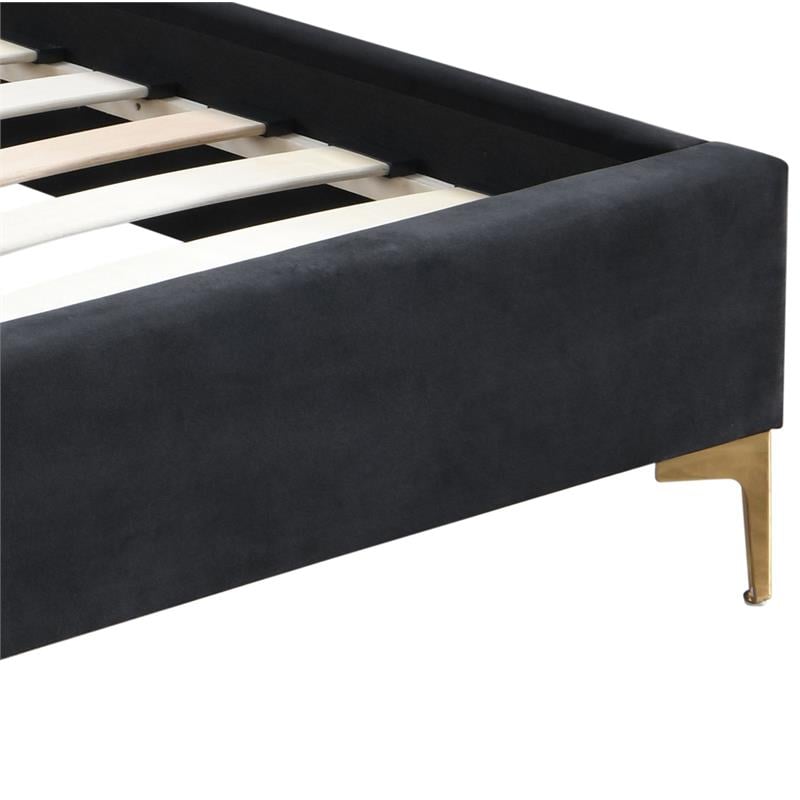 ACME Rowan Crystal-Like Tufted Fabric Eastern King Platform Bed in Black