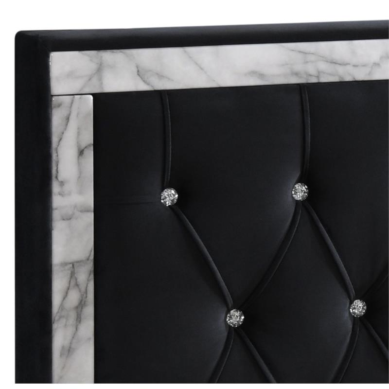 ACME Rowan Crystal-Like Tufted Fabric Eastern King Platform Bed in Black